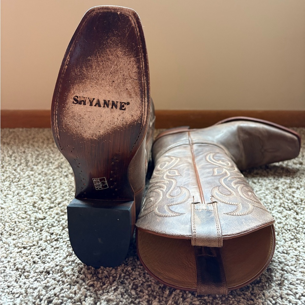 Shyanne Tan Leather Boots with Stitch Detail
